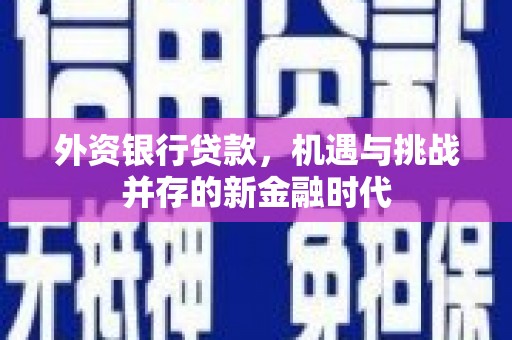 三地门外资银行贷款，机遇与挑战并存的新金融时代