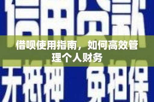 三地门借呗使用指南，如何高效管理个人财务