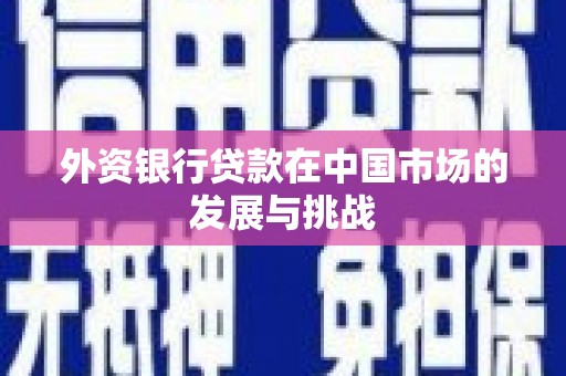 三地门外资银行贷款在中国市场的发展与挑战